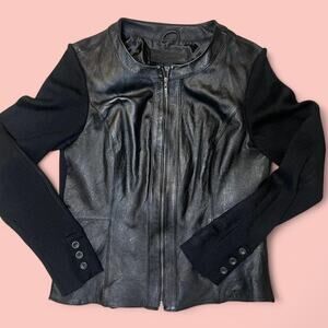 Vtg black leather jacket